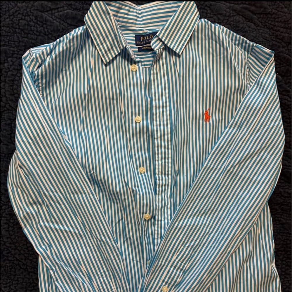 Striped polo Ralph Lauren. Poplin. Smoke free dog friendly house.
